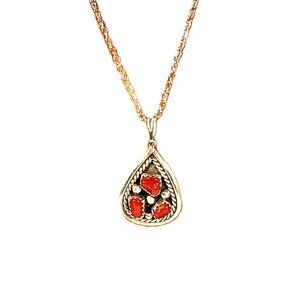 Sterling Silver Necklace, Native American Jewelry, Coral Necklace